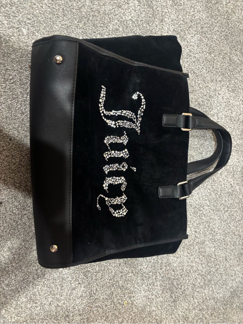 Black Jeweled Script Tote Bag